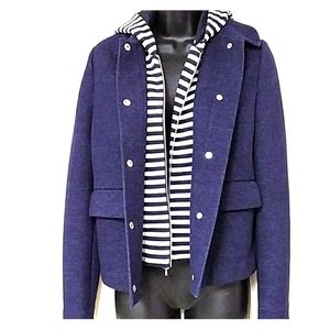 Tory Burch Navy White Striped Hooded Double Sz XS
